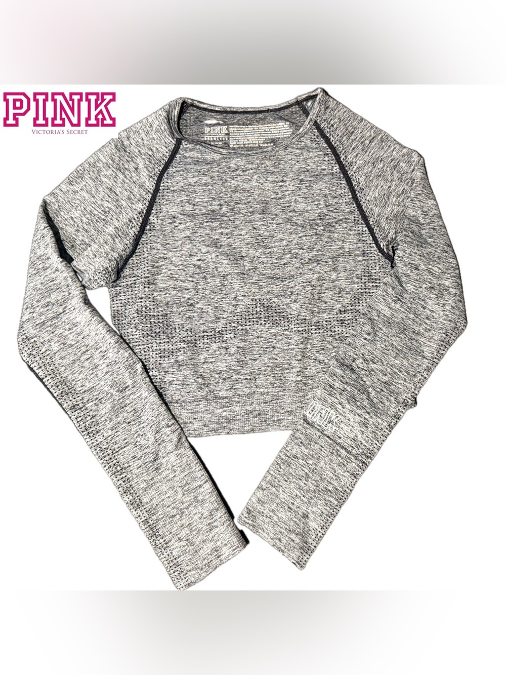 PINK by Victoria's Secret Gray Seamless Crop Long-Sleeve